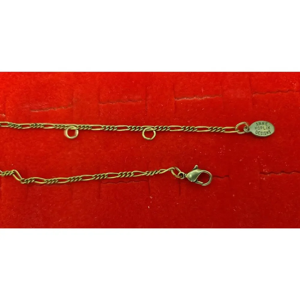 Vintage Anne Koplik Snowman & Snowflake Charm Necklace Antique Gold Tone Chain - Picture 6 of 6